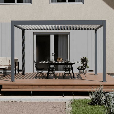 Pergola bioclimatica motorizzata Ombréa ELMO autoportante 3x4M - Antracite/Bianco