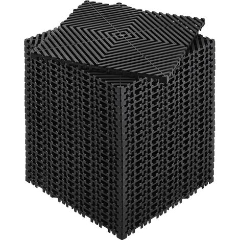 Tapis de Drainage Emboîtable 12'x12', 24 Pièces, Coussins Modulaires Antidérapants en PP Noir pour Garage, Jardin, Cuisine et Extérieur (1/5)