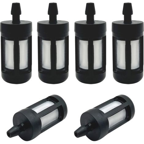 6 Pièces - Filtre à carburant - Moteur 2 temps - Compatible tronçonneuse débroussailleuse souffleur - Noir - 0.2x5cm (1/4)