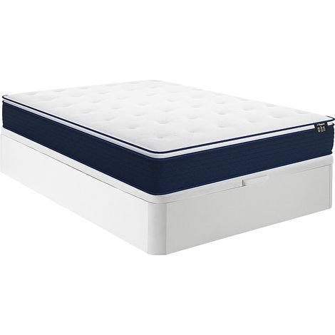 Set 160x200cm Rete contenitore Bianco + Materasso molle insac. e topper integrato sp.24cm - ALTIER di YSMÉE