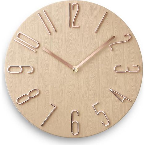 fapugh - 30 cm Wanduhr, geräuschlos, kein Ticken, modernes Design, präzise dekorative Uhr für Zuhause, Büro, Schule, Küche, Schlafzimmer, Wohnzimmer (beige)