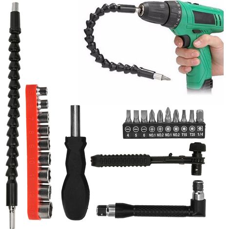 23-teiliges Set flexibler Schraubendreherbits aus Kohlenstoffstahl für elektrische Bohrmaschinen (1/5)