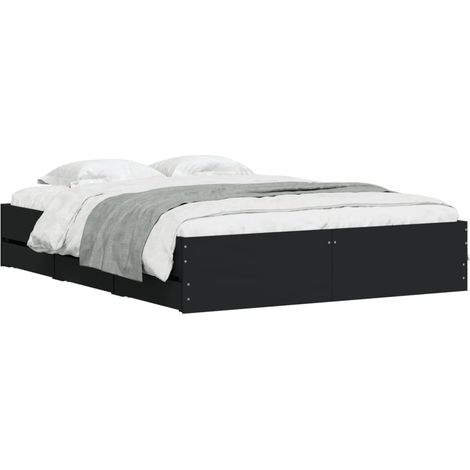 vidaXL Giroletto con Cassetti Nero 150x200 cm in Legno Multistrato (1/4)