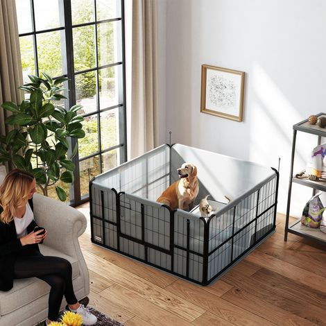Animal Parc de mise bas pour chien caisse de pour chiens avec porte tapis de propreté lavable 122 x x 60 cm - noir