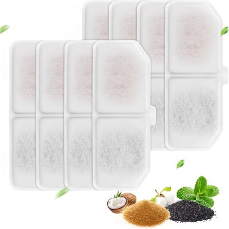 Lot de 8 filtres de rechange pour fontaine à eau pour chat - Compatible avec distributeur d'eau pour chat (blanc, 8 filtres) (1/5)