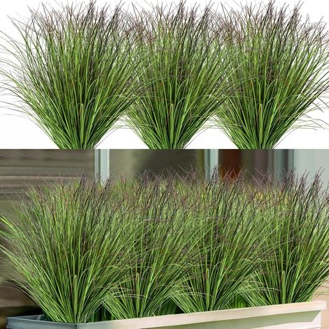 16 pièces Plantes artificielles Fausses Arbustes Herbe de blé Verdure Tiges Fausses Plantes d’extérieur pour la Maison Plastique Résistant aux (1/5)