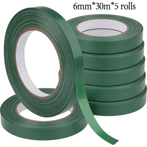 Ruban adhésif floral vert, ruban imperméable pour emballage de fleurs, convient aux bouquets, 6 mm x 30 m x 5 rouleaux (1/5)