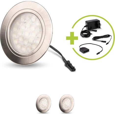 LED Spot rund 2W 12V 150lm IP20 Ø65x11mm Ausschnitt Ø58mm - Lichtfarbe: Neutralweiß 4000K - Anzahl: 3x (1/5)
