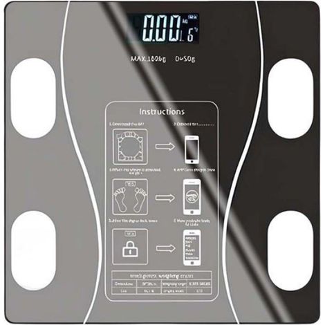 Balance connectée digitale - - Intelligente - Verre trempé - USB rechargeable - LCD rétroéclairé (1/5)