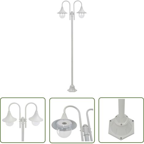 The Living Store Garten-Pollerleuchte E27 220 cm Aluminium 2-Laterne Weiß - Gartendekoration - Außenbeleuchtung - Laterne - LED-Lampe - Gartenlicht (1/4)