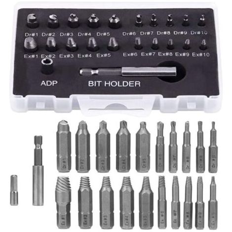 Extracteur de vis casses 22 pices, porte-embout de tournevis magntique et adaptateur de douille pour vis casses, extracteur de boulons dnuds