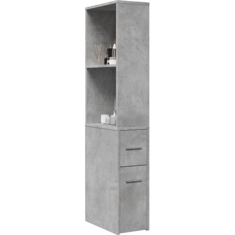 vidaXL Armadietto da Bagno Stretto con Ruote Grigio Cemento