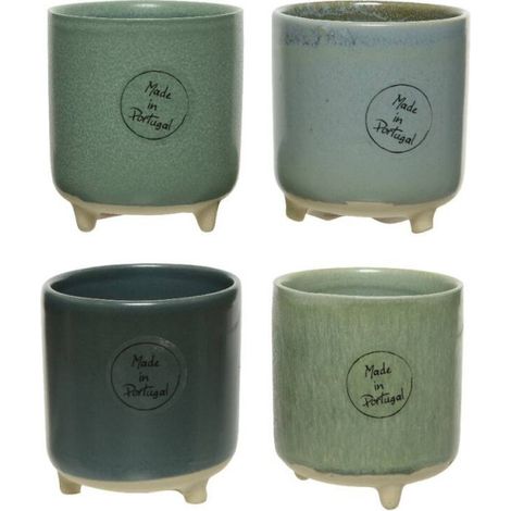 Maceta decorativa de gres con patas, 8,5 x 7,5 cm.