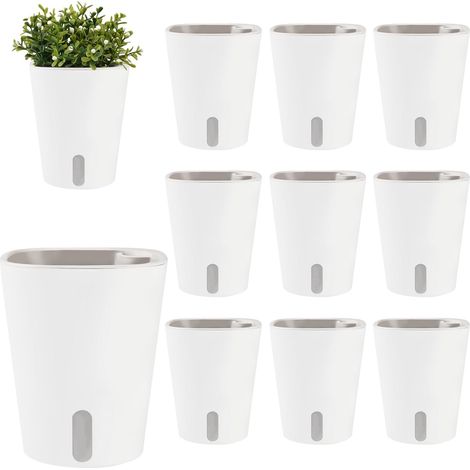 10 macetas de plástico con sistema de autorriego: macetas automáticas con sistema de riego automático para plantas. (1/5)