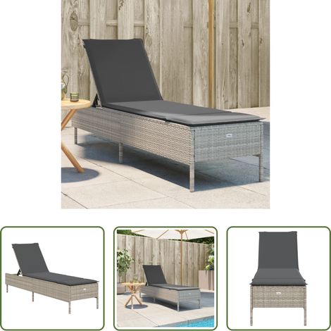 Sonnenliege - Sonnenliege mit Auflage Hellgrau Poly Rattan (1/5)
