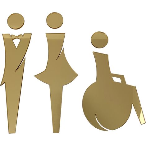 Signaletique.Biz France – Pictogramme WC en plexiglass miroir or – Épaisseur 3 mm – Installation facile avec adhésif double face – Signalétique élégante (1/5)