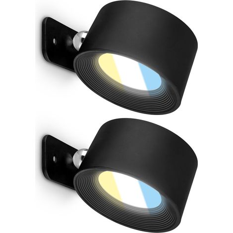 Briloner TARI 2er Set Akku LED Wandleuchte, Magnetisch, CCT, Touch, Dimmbar, USB-C Aufladung, Schwarz, 9x7,5x4 cm