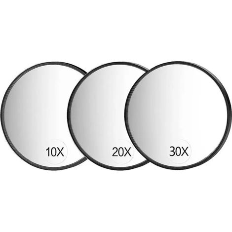 Set mit 3 tragbaren 3-in-1 Vergrößerungs-Kosmetikspiegeln
