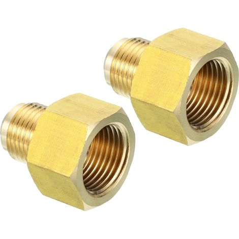 Connecteur Évasé Femelle 1/4" x 1/2" Mâle, Adaptateur en Laiton SAE à 45 Degrés, Raccord de Tuyau pour Conduite Gaz d'Air, Réfrigération, CVC - 1/2 Inch Female Flare 3/8 Male (1/5)