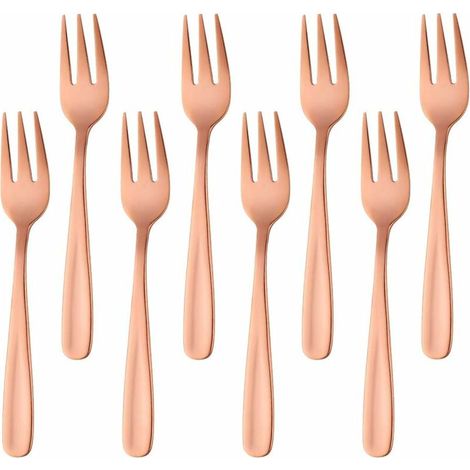 Tea Forks Small Dessert Forks Cake Forks Stainless Steel Glod 8 pcs.
