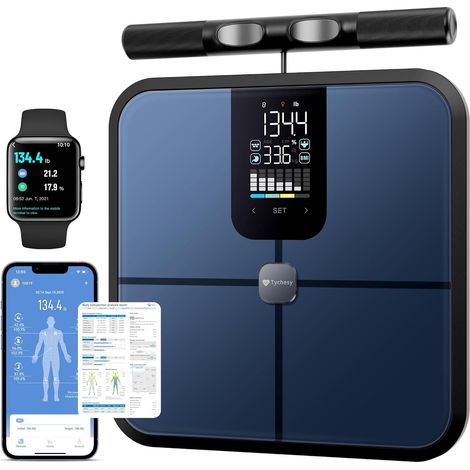 Balance Impédancemètre à 8 Électrodes Analyse Segmentale Précise, 20+ Mesures de Composition Corporelle, Connexion Bluetooth et App Suivi Santé