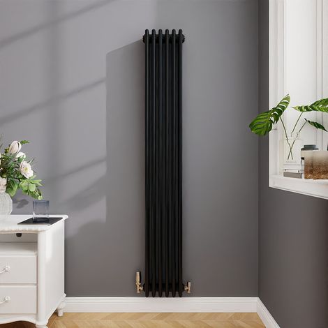 Biubiubath Traditional Cast Iron Style Radiator Vertical 4 Column Black 1800x290mm
