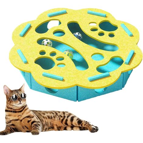 Boule de nourriture interactive en feutre pour chat - jeu d'enrichissement (1/5)