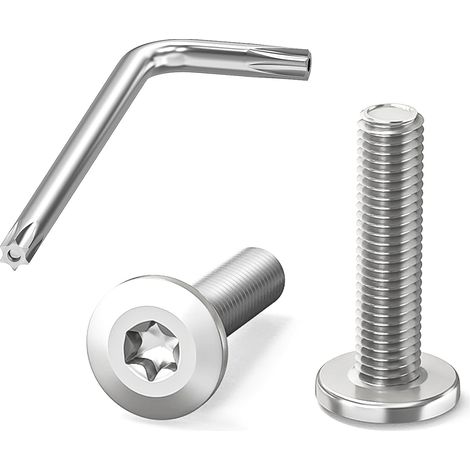 Lot de 20 vis à tête plate M5 x 20 mm en acier inoxydable A2 V2A, vis Torx M5, vis de machine avec clé Torx, filetage complet (1/5)