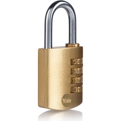 Yale Lucchetto a combinazione Y150B/40/130/1/B 40 mm in ottone: corpo resistente e durevole con codice numerico regolabile per protezione affidabile di cassette armadietti e oggetti personali (1/5)
