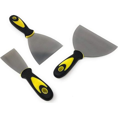 Couteaux à Mastic - Jeu de Spatules en Acier Inoxydable - Couteau à Enduire - Spatule de Platrier - Ensemble de 3 Pièces - 3 Mesures - (1/5)