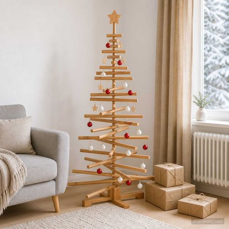 vidaXL Árbol de Navidad de madera KOTKA 150 cm Madera de Pino Maciza (1/5)
