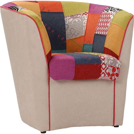 Poltrona in tessuto valentina BEIGE e seduta in patchwork (1/5)