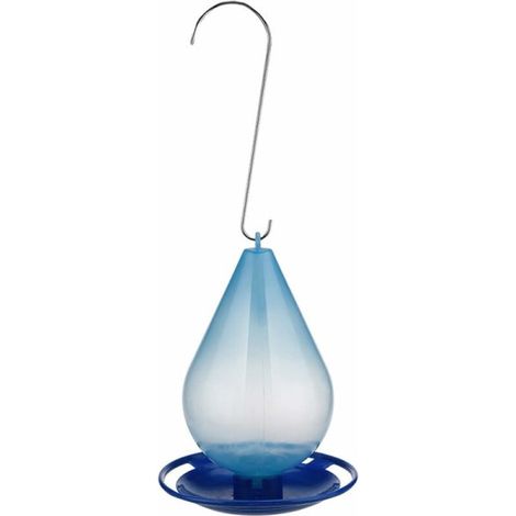 Mangeoire à oiseaux d'extérieur anti-mouches, réservoir d'eau suspendu en plastique bleu, abreuvoir pour jardin, protection contre les nuisibles, modèle à accrocher, 1 pièce. (1/4)