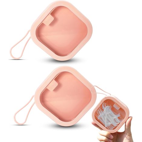 Set di 2 piccoli organizer portatili per elastici per capelli, impilabili, che possono essere utilizzati come contenitori per capelli o piccoli oggetti da tenere sulla scrivania.