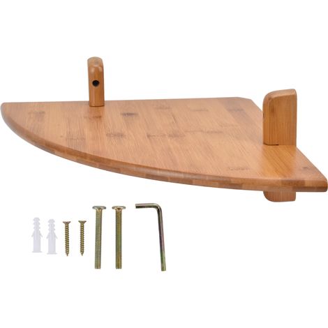 Étagère d'angle murale en bambou pour salon, salle de bain et chambre à coucher (1/5)