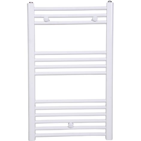 Stano. – Radiateur sèche-serviettes eau chaude 80 x 50 cm – Acier anticorrosion – Puissance 297 W – Tubes ronds horizontaux Ø 21 mm – Blanc RAL 9016 - CODA 80 X