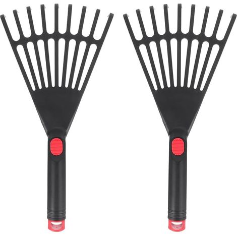 Lot de 2 râteaux de Jardin à Main en Plastique avec poignée Ergonomique, Petit râteau pour Feuilles, Jardinage, Culture, ameublir Le Sol et étaler Le paillis (1/5)