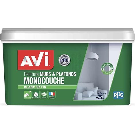 Peinture murs & plafonds AVI Monocouche Blanc satin 2,5 L
