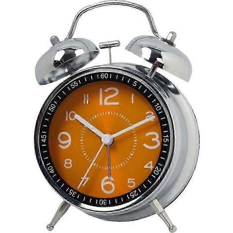 Réveil silencieux pour adultes, montre à quartz silencieuse de 4,5 pouces avec rétroéclairage (orange). (1/5)