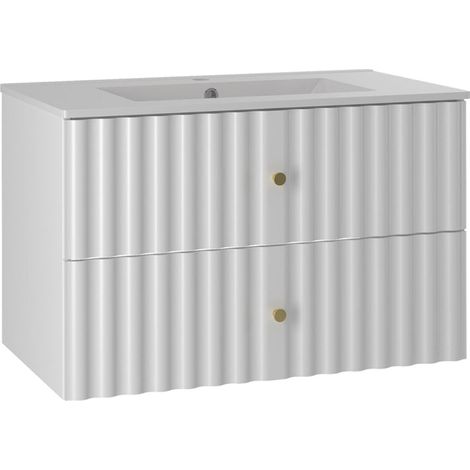Waschtisch 80cm Izae mit 2 Schubladen, Weiß (1/5)