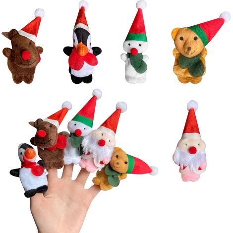 Ensemble de marionnettes à doigts de Noël, jouets interactifs en peluche douce pour raconter des histoires aux enfants et aux tout-petits, cadeau de fête ou jeu éducatif, personnages assortis, 10 pièc