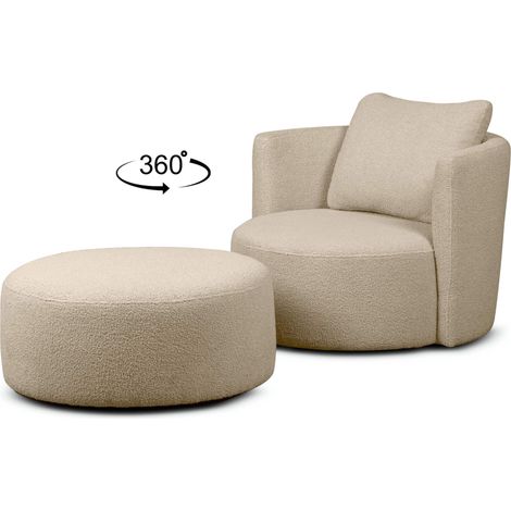 KONSIMO RAGGI Sessel mit Fußbank, Beige (1/5)