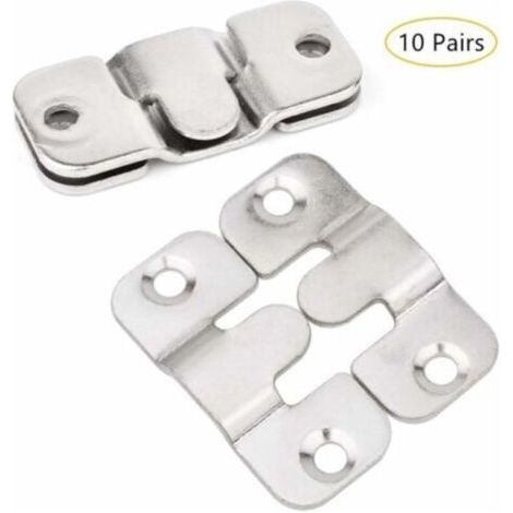 (10 Paires,S)Crochet pour Cadre Photo,Connecteur de Meubles Support de Montage Encastré, Mural Cintre Photo en en Métal Solide pour Fixation de Tableau, Image ou Miroir