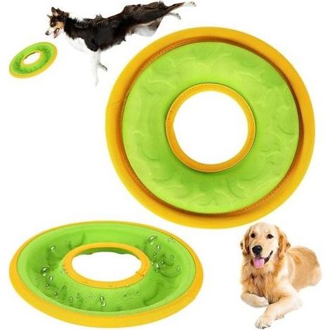 Frisbees pour Chien, 23cm Frisbee Jouet pour Chiens Disque à Lancer en Résistant pour jouets de dressage pour animaux de compagnie Disque volant pour chien Terre et l'eau Chien soucoupe volante (Vert) (1/5)