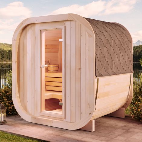 Sauna traditionnel tonneau ScandiCube Mini XS – 4 places – Épaisseur de paroi 42 mm – Dimensions 210 x 166 cm – Design moderne – Finntherm (1/5)