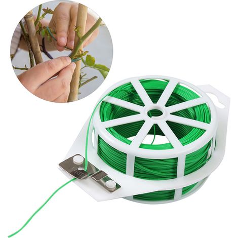 Attaches de câble pour plantes de jardin (100 m) avec coupe-câble, idéales pour le jardinage et l'organisation de bureau. (1/5)