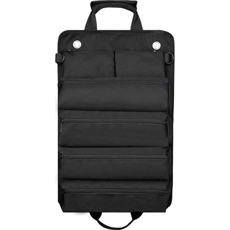 Sac fourre-tout à outils en tissu Oxford, organisateur d'outils polyvalent avec 6 poches pour le stockage d'équipement d'outils professionnels à domicile, Noir (1/5)