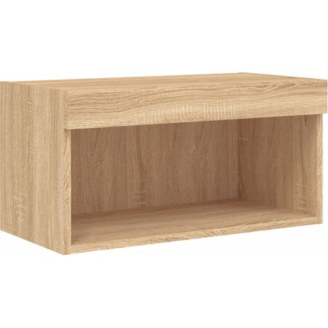 Soporte multimedia para TV estantería para televisión buffet para televisión comedor salón dormitorio con luces LED roble Sonoma 60 x 30 x 30 cm marrón 020026786