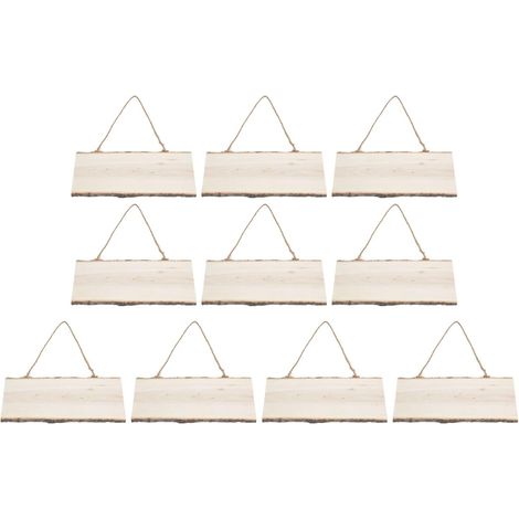 Lot de 10 panneaux en bois brut à suspendre, plaque en bois vierge avec cordes pour bricolage, peinture, écriture (1/5)