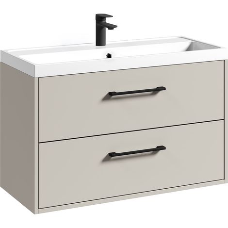 Badplaats Mobile Bagno Florence 01 80 x 40 cm – Beige – Mobile Sospeso (1/4)